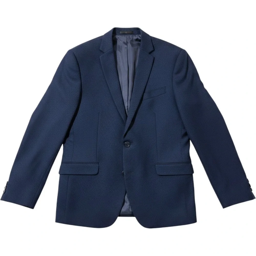 Kenneth Cole Reaction Mens 42R Navy Blue Micro-Texture Two-Button Blazer Jacket
